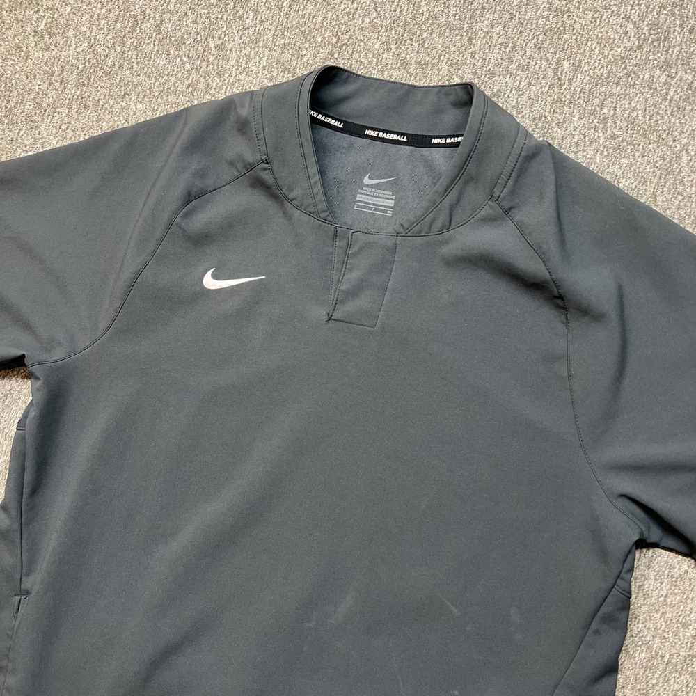Nike Baseball Hot Jacket Mens Small Anthracite Gray Short Sleeve Pullover AH9610